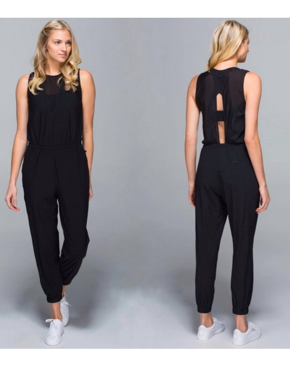 Lululemon Party Onesie Mesh Panel Sleeveless Jumpsuit RARE Black Size 6/8